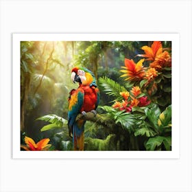 Parrot In The Jungle Art Print