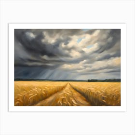 Stormy Wheat Field Abstract Art Print