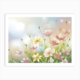 Cosmos Flowers Background Art Print