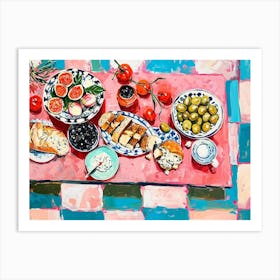 Mediterranean Platter Pink Checkerboard 2 Art Print