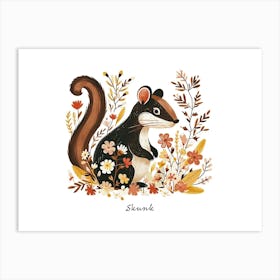 Little Floral Skunk Poster Art Print