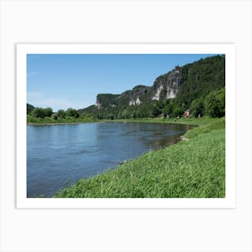 Green meadows along the Elbe river Art Print