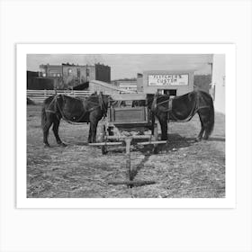 Mules Hitched To Wagon While Farmer Attends To His Business In Town, Eufaula, Oklahoma By Russell Lee Art Print