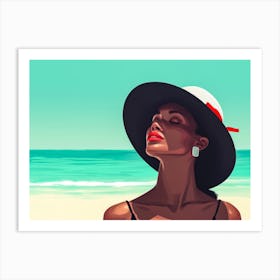 Illustration of an African American woman at the beach 4 Art Print