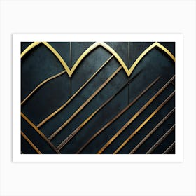 Golden Lines on A Dark Background Art Print