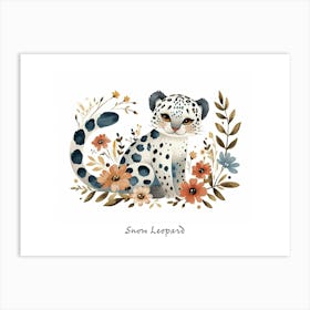 Little Floral Snow Leopard Poster Art Print