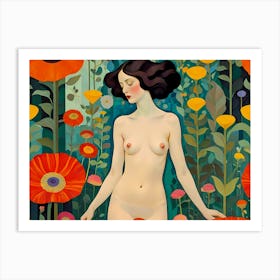 Nude Girl In The Garden Art Print