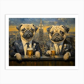 Gentleman Pugs At Nyc Rooftop Bar 5 Art Print