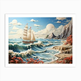 Ship In The Sea Art Print