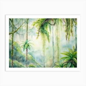 9 Rainforest Epiphytes Clinging To Tall Branches Art Print