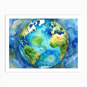 Watercolor Painting Of The Earth Art Print