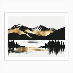 Gold And Black Mountains 16 Art Print