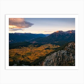 Alpine Landscape Bathed In The Warm Glow Of Autumn Colors Expansive Mountains Stretching Into The H (2) Art Print