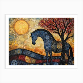 Blue Horse, Red Tree, Yellow sun # 2 Art Print