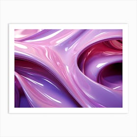 Pink & Purple Gloss Fluid Folds Abstract 3 Art Print