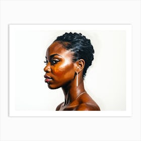 Side Profile Of Beautiful Woman Oil Painting 168 Art Print