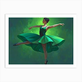 Ballerina In Green Dress 2 Art Print