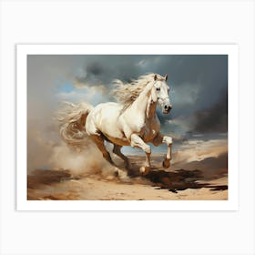 White Horse In The Desert Art Print