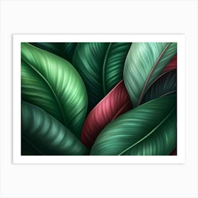 Red And Green Leaves 0001 Tropical 0002 Bp6586 Deep Green Tones No Red Exotic Tropical Leaves Creativ 25932b3d C8b1 479b Art Print