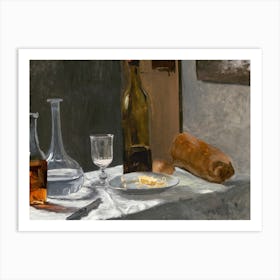 Still Life With Bottle, Carafe, Bread, And Wine (1862–1863), Claude Monet Art Print