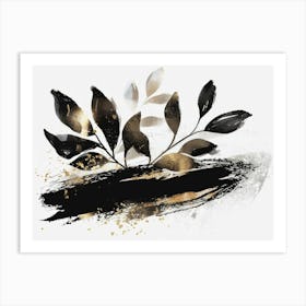 Black And Gold Leaves 2 Art Print