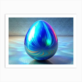 Abstract Blue And Gold Egg Art Print