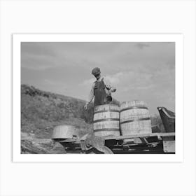 Herman Gerling Filling Barrels With Water From Spring, Both For Stock And Home Use, This Spring Also Supplies Other Art Print