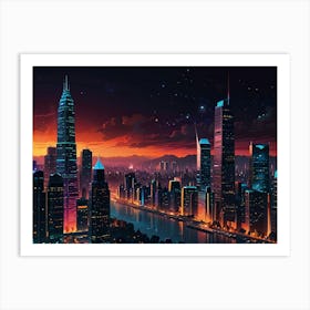 Cityscape At Night Art Print