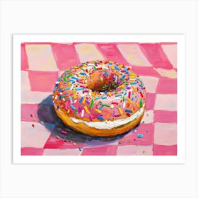 Pink Cream Donut Pink Abstract Checkerboard Art Print
