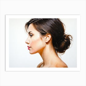 Side Profile Of Beautiful Woman Oil Painting 96 Art Print