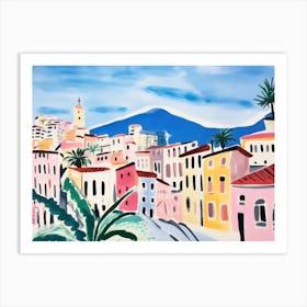 Genoa Italy Cute Watercolour Illustration 1 Art Print