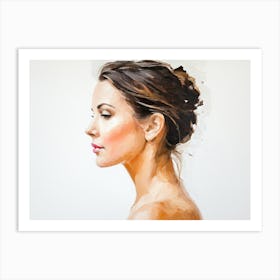 Side Profile Of Beautiful Woman Oil Painting 12 Art Print