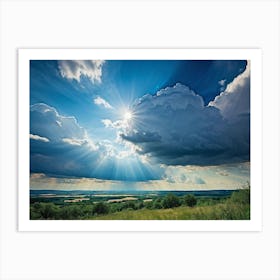 A Landscape Composition During Spring Transformation Into Summer Cumulus Clouds Dominating The High (1) Art Print