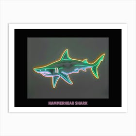 Green Pink Scalloped Hammerhead Neon Shark Poster 2 Art Print