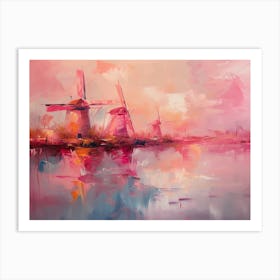 Red Abstract windmills 2 Art Print