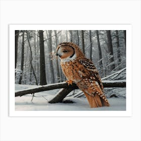 Owl In The Snow Art Print