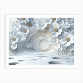 3d Rendering Abstract with Flowers Art Print