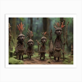 Group Of Native People In The Forest Art Print