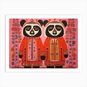 Panda 1 Folk Style Animal Illustration Art Print