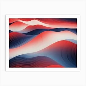 A Digital Rendering Of A 3d Surface With Flowing, Wave Like Shapes In Shades Of Red, Blue, And White Art Print