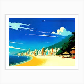 Japan, Okinawa, anime city on the bay — City Pop art, anime landscape poster, retrowave/vaporwave poster, 80s, panoramic poster. Hayao Miyazaki style 1 Art Print