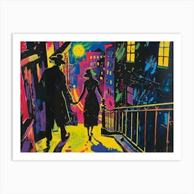 Couple Walking Down The Street Art Print