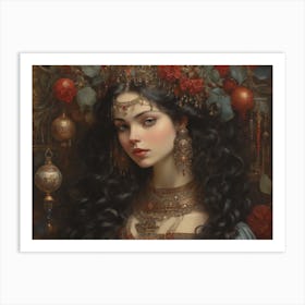 Stunning girl with ornaments  Art Print