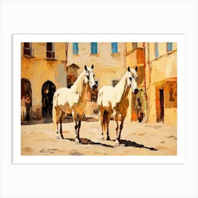 Horses Painting In Siena, Italy, Landscape 2 Art Print