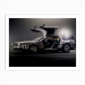 Delorean Time Machine (Back To The Future) In A Pixel Dots Art Style Art Print