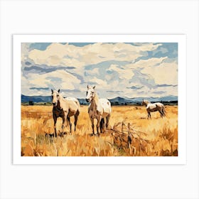 Horses Painting In Wyoming, Usa, Landscape 1 Art Print
