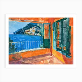 Positano From The Window View Painting 2 Art Print