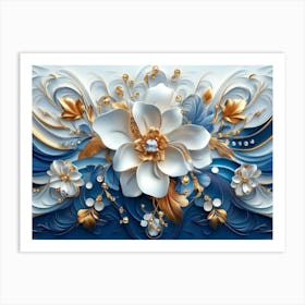 Blue And White Flower Art Print