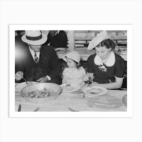 Portuguese American Family Eat Dinner At The Fiesta Of The Holy Ghost, Santa Clara, California By Russell Lee Art Print