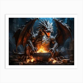 Dragon With Fire Art Print